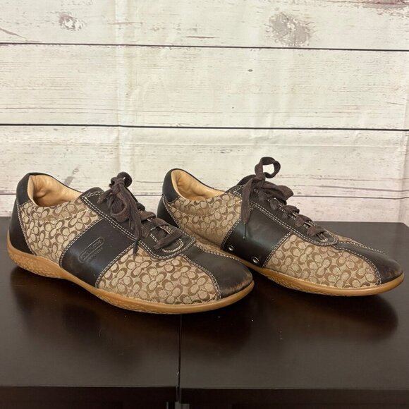 Coach Brown Tan "Slyvie" Tennis Shoes Womens 8 - Picture 2 of 7